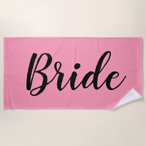 Personalized Bachelorette Bride Pink Beach Towel