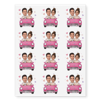 Personalized Bachelorette Couple Photo & text Temporary Tattoos