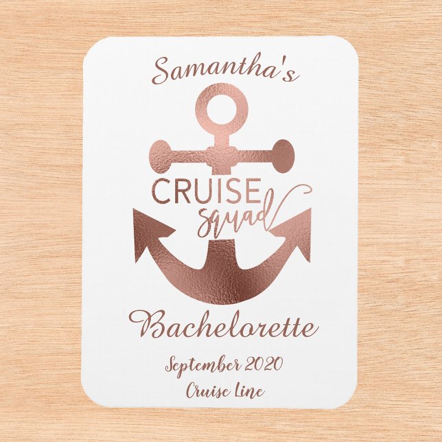 Personalized Bachelorette Cruise Squad Rose Gold M Magnet (Creator Uploaded)