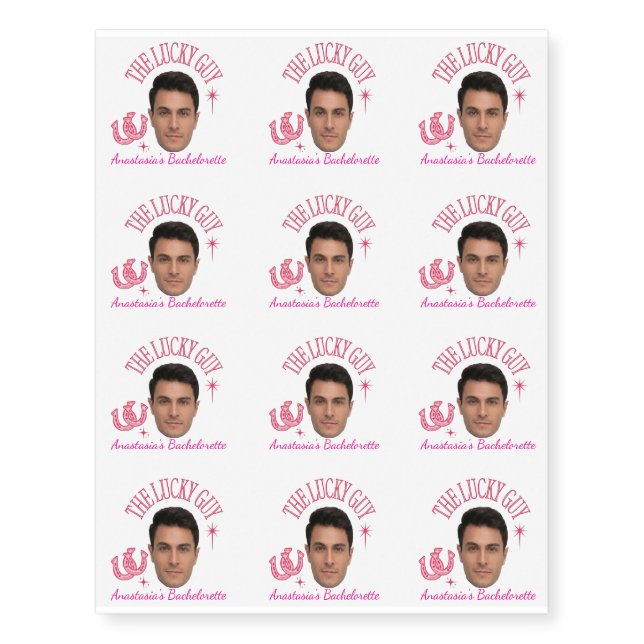 Personalized Bachelorette Custom Groom Photo Party Temporary Tattoos (Front)