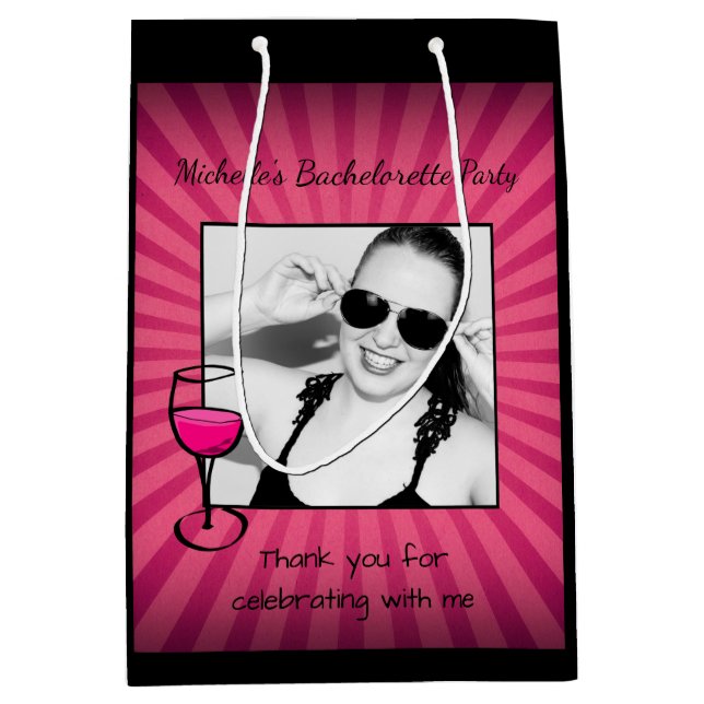Personalized Bachelorette Frame Medium Gift Bag (Front)