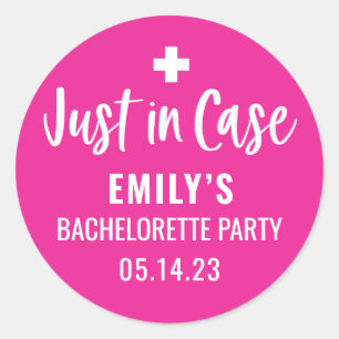 Personalized Bachelorette Just in Case Classic Round Sticker