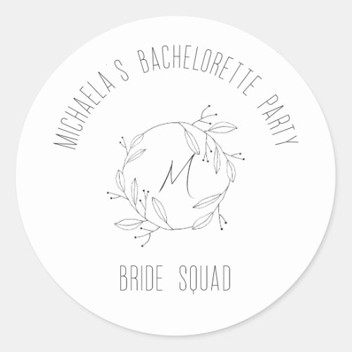 Personalized  Bachelorette Party  Bride Squad Classic Round Sticker
