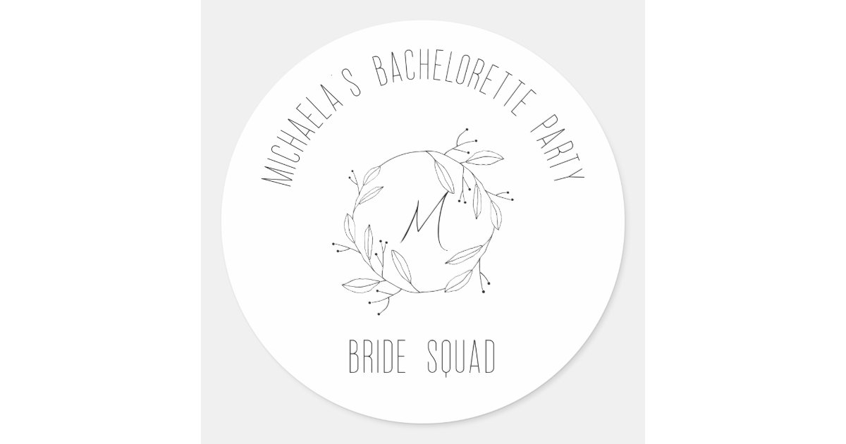 Personalized Bachelorette Party Bride Squad Classic Round Sticker | Zazzle