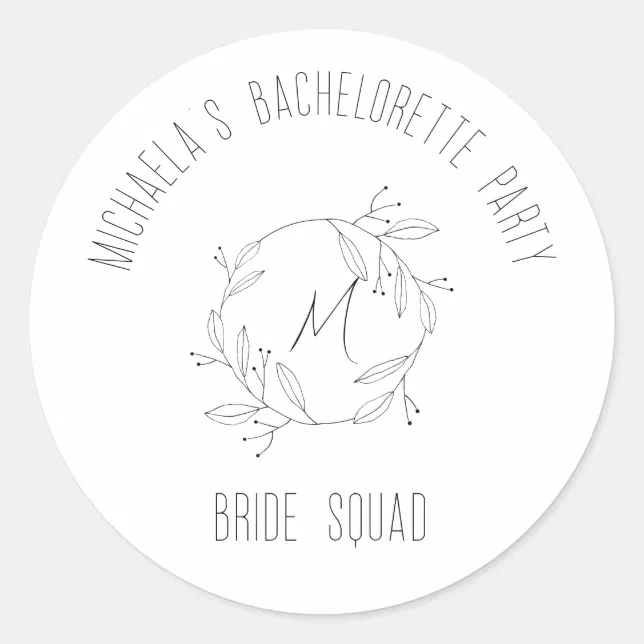 Personalized Bachelorette Party Bride Squad Classic Round Sticker | Zazzle