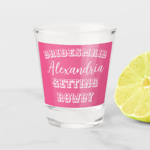 Personalized Bachelorette Party Bridesmaid Pink Shot Glass