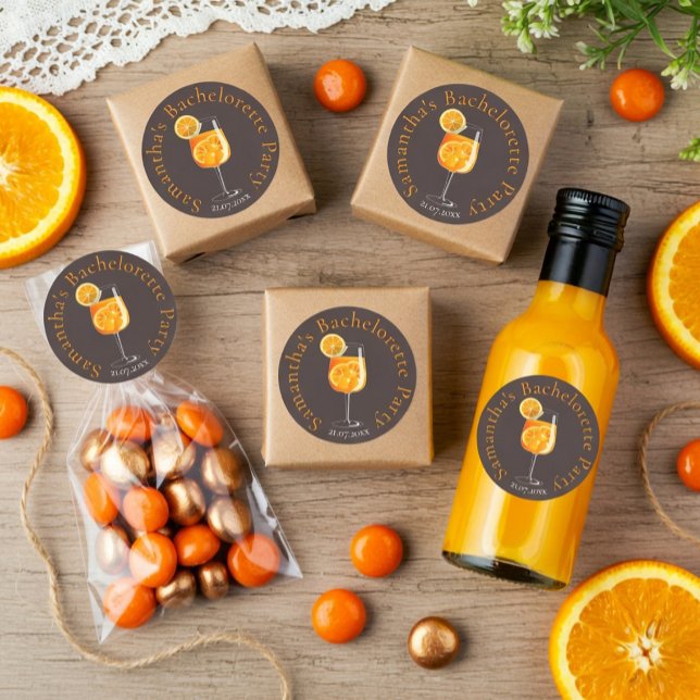 Personalized Bachelorette Party Favor Classic Round Sticker (Creator Uploaded)