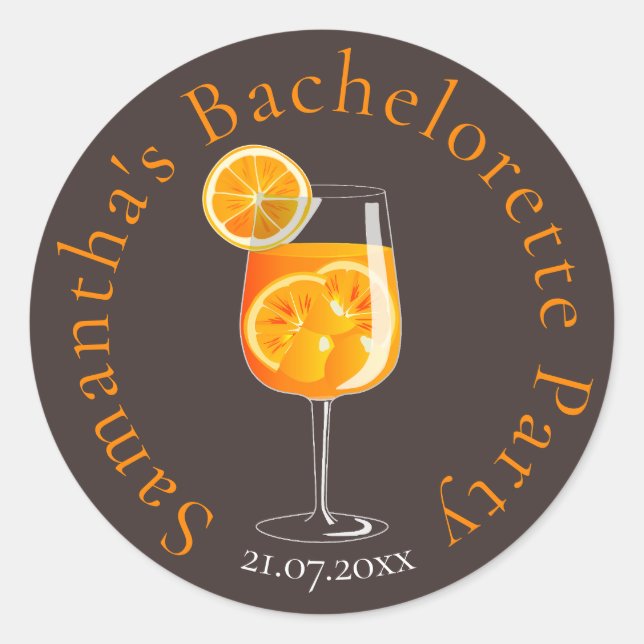 Personalized Bachelorette Party Favor Classic Round Sticker (Front)