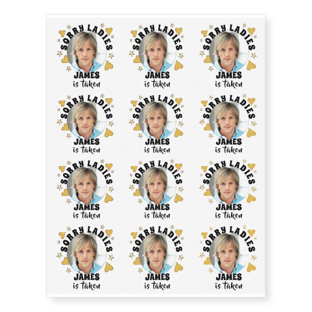 Personalized Bachelorette Party Favor Custom Photo Temporary Tattoos (Front)