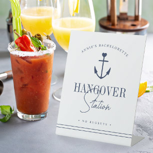 Personalized Bachelorette Party Hangover Station Pedestal Sign