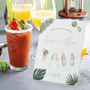 Personalized Bachelorette Party Hangover Station Pedestal Sign