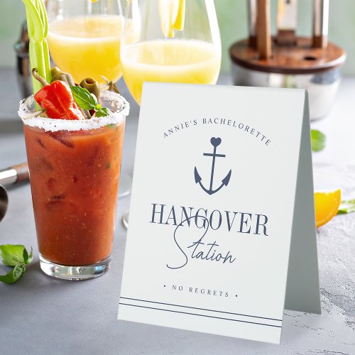 Personalized Bachelorette Party Hangover Station Table Tent Sign