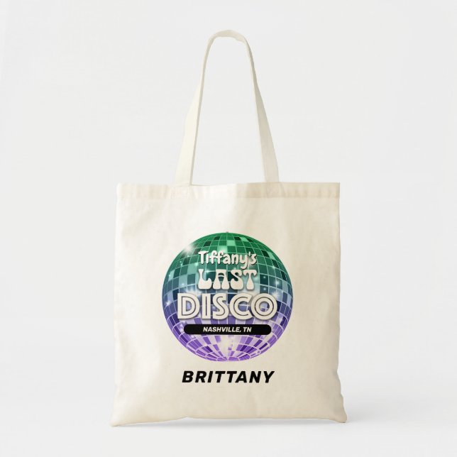 Personalized Bachelorette Party Last Disco Tote Bag (Front)