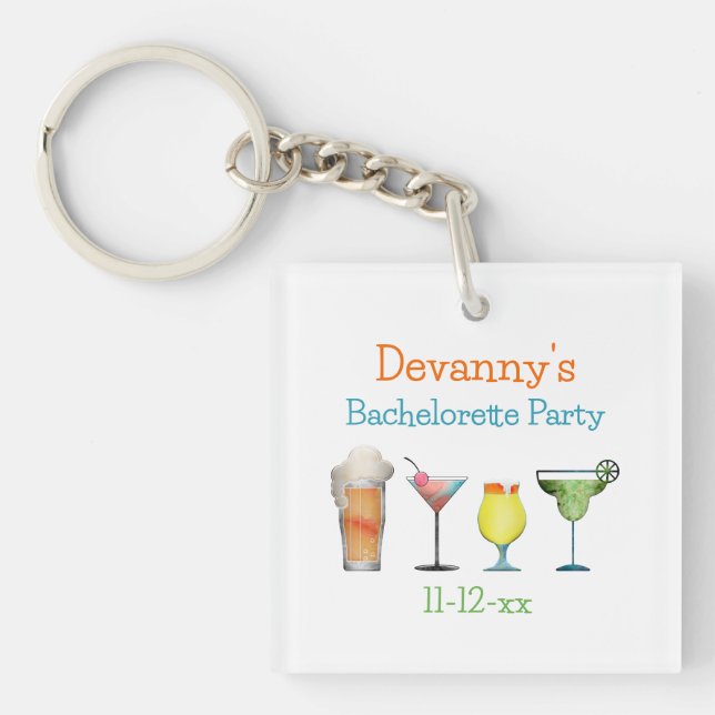 Personalized Bachelorette Party Name Date  Keychain (Front)