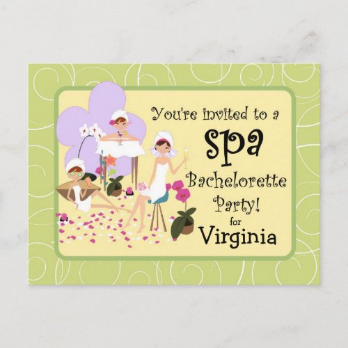 Personalized Bachelorette Party Spa Invitations