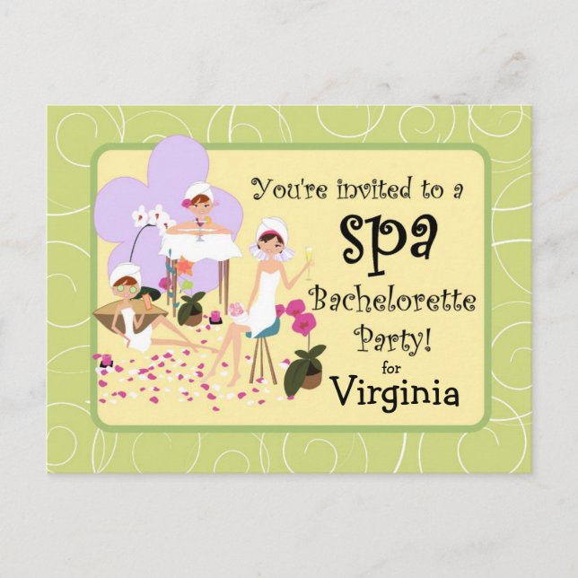 Personalized Bachelorette Party Spa Invitations (Front)