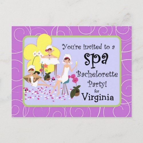 Personalized Bachelorette Party Spa Invitations