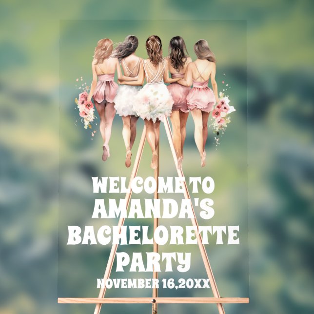 Personalized Bachelorette Party Welcome  Acrylic Sign (Neutral)