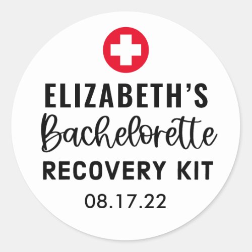 Personalized Bachelorette Recovery Kit  Classic Round Sticker