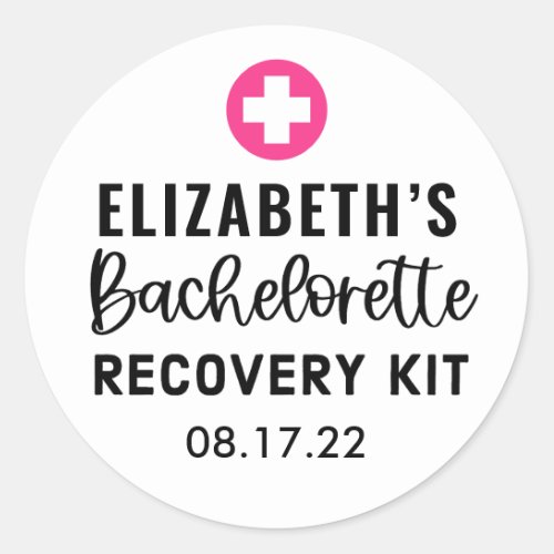 Personalized Bachelorette Recovery Kit  Classic Round Sticker