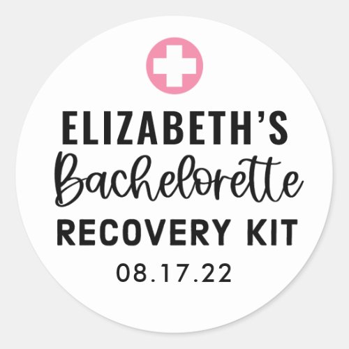 Personalized Bachelorette Recovery Kit  Classic Round Sticker