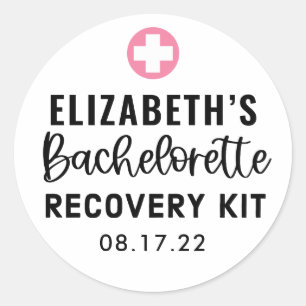 Personalized Bachelorette Recovery Kit Classic Round Sticker