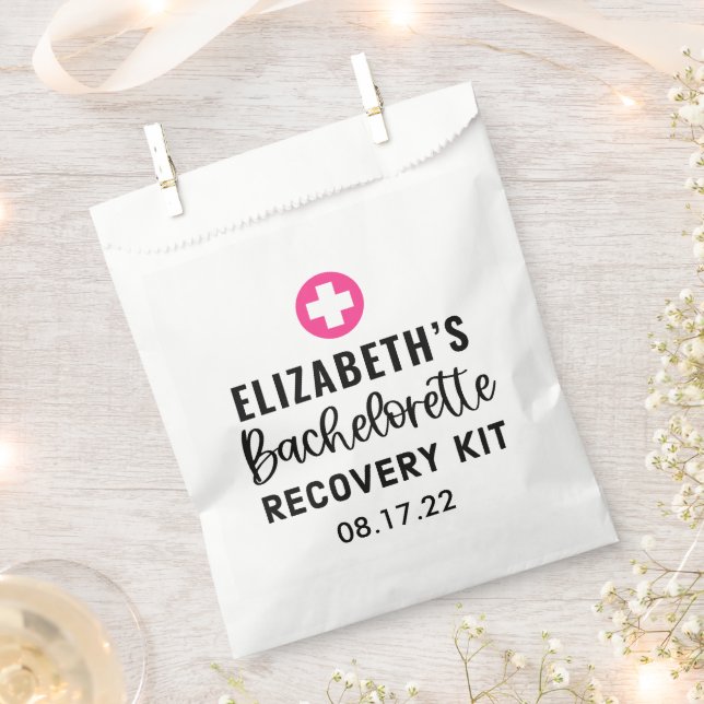 Personalized Bachelorette Recovery Kit Favor Bag (Clipped)