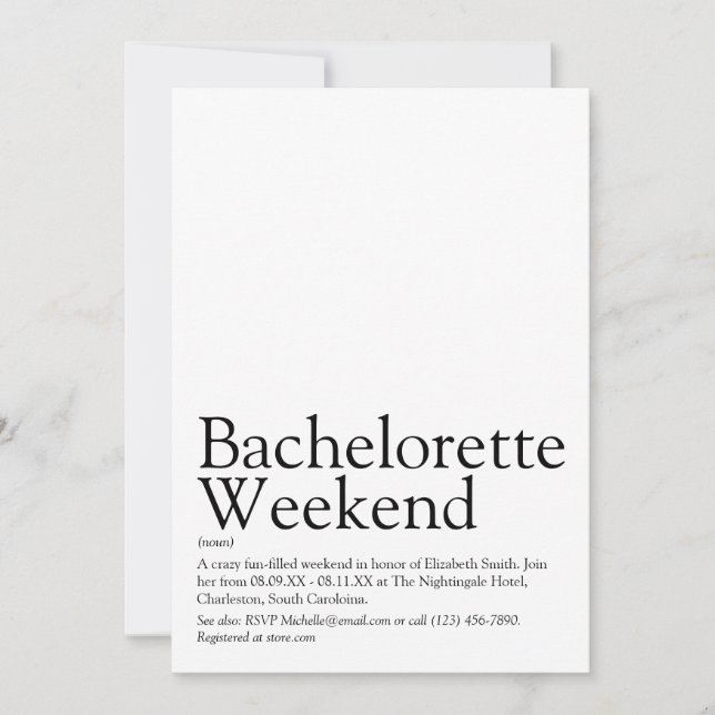 Personalized Bachelorette Weekend Invitation (Front)