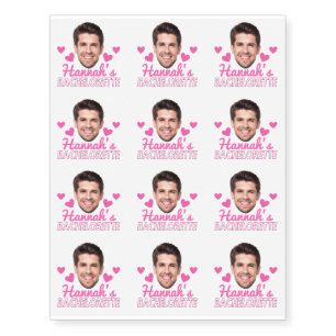Personalized Bachelorette with Custom Face & Name Temporary Tattoos