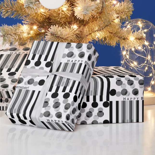 Personalized Back and White Inspired Birthday Wrapping Paper (Holidays)
