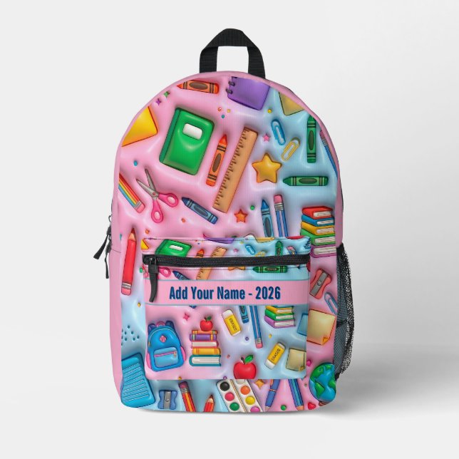 Personalized Back to School 2026 Printed Backpack (Front)