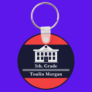 Personalized Back to School 5th. Grade Keychain