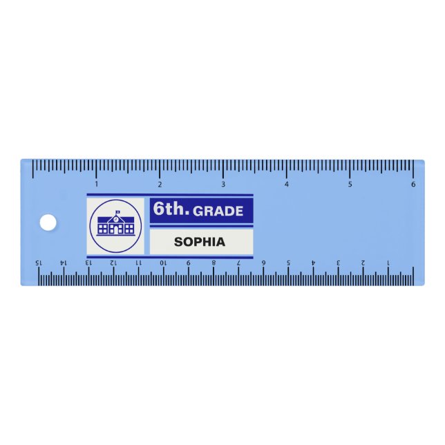Personalized Back to School 6th Grade Ruler (Front)