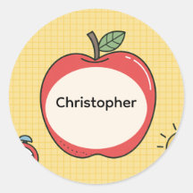 Personalized Back to School Apple Name Stickers
