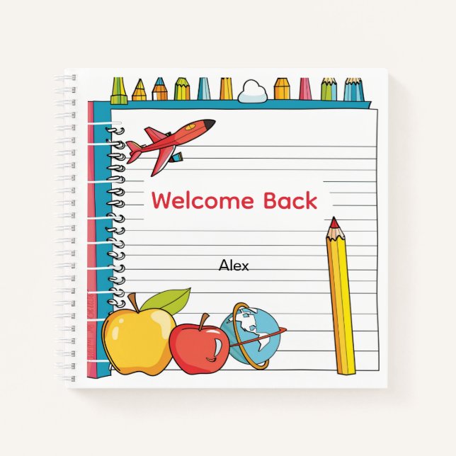 Personalized Back to School Apple Notebook for Kid (Front)