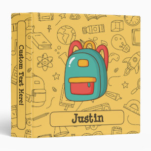 Personalized Back to School Backpack & Doodles 3 Ring Binder