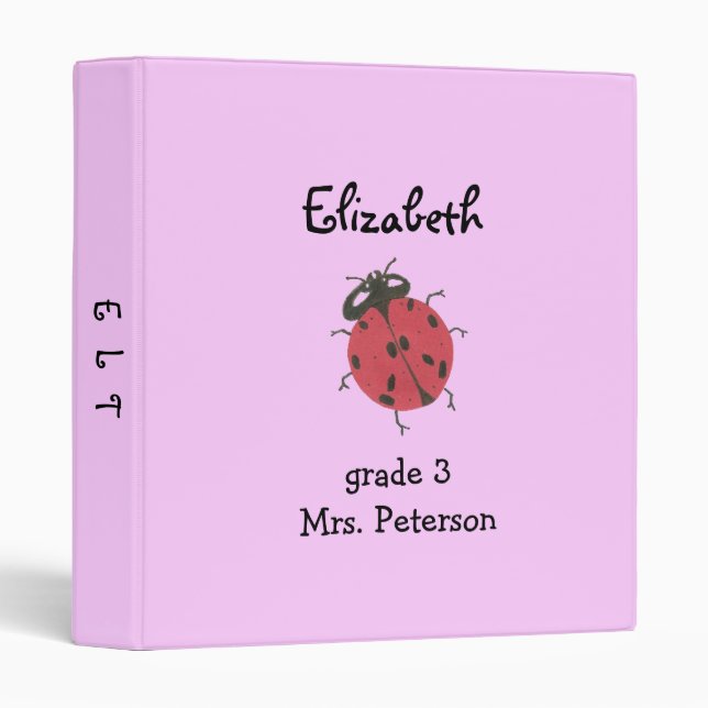 Personalized back to school binder -- ladybug (Front/Spine)