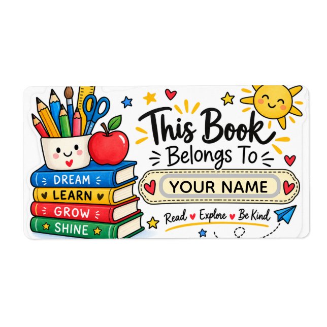 Personalized Back to School Book Labels (Front)