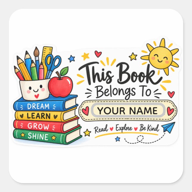 Personalized Back to School Book Labels (Front)