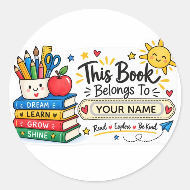 Personalized Back to School Book Labels (Front)