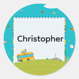 Personalized Back to School Bus Name Stickers