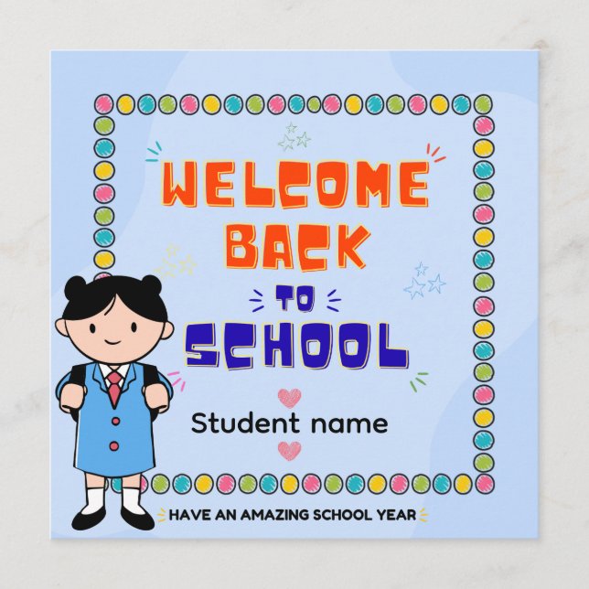 Personalized Back to School Card | First Day  (Front)