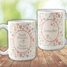 Personalized Back‑to‑School Floral Teacher Coffee Mug