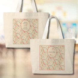 Personalized Back‑to‑School Floral Teacher Large Tote Bag