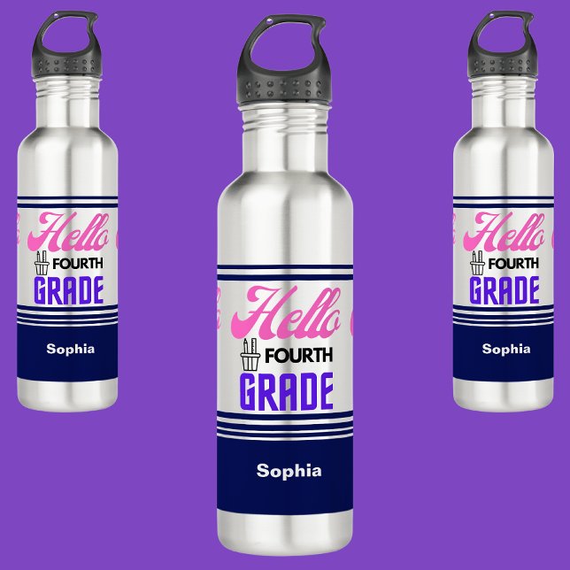 Personalized Back To School Fourth Grade  Stainless Steel Water Bottle (Creator Uploaded)