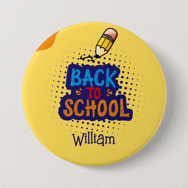 Personalized "Back To School" Fun Doodle Button (Front)