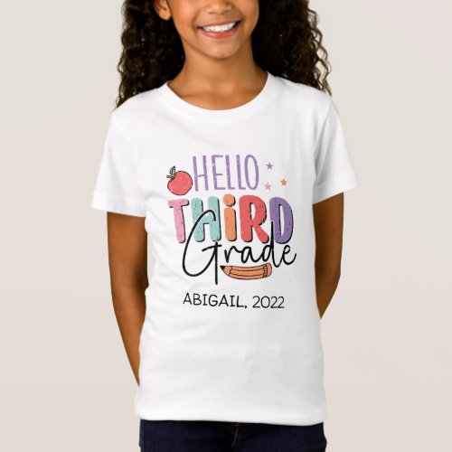 Personalized Back to School Hello Third Grade T_Shirt