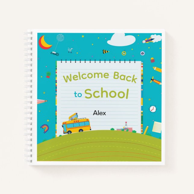 Personalized Back to School Notebook School Bus (Front)