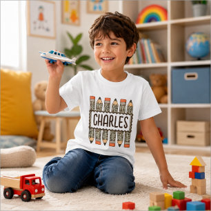 Personalized Back to School Pencil Name T-Shirt