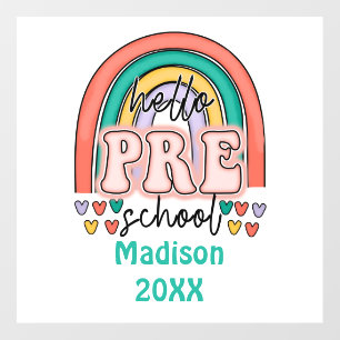 Personalized Back to School Pre-School Rainbow  Wall Decal